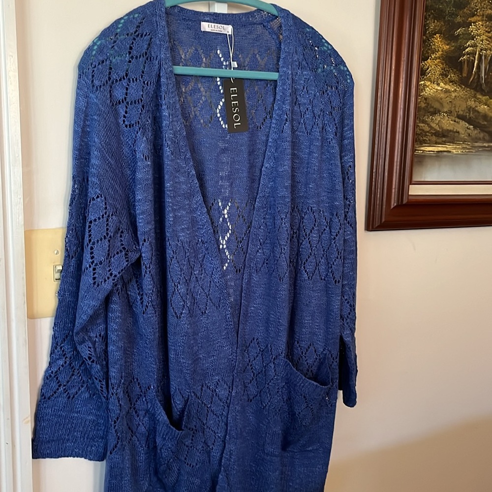 ELESOL LIGHTWEIGHT LONG SLEEVE CARDIGAN OPEN FRONT. NWT. SIZE XL